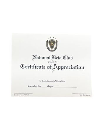 Certificate of Appreciation